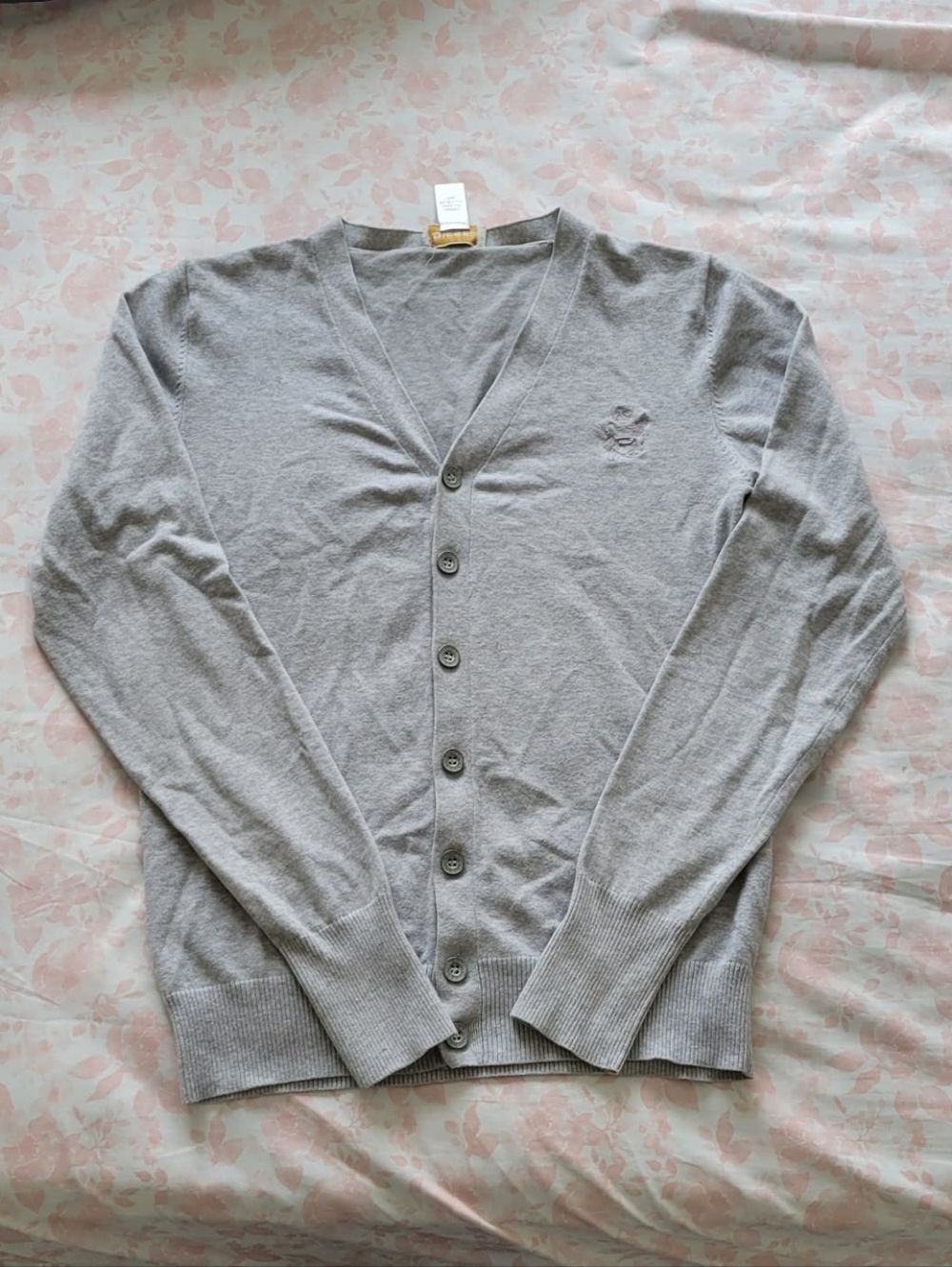 Diesel Light Gray V-Neck Button-Up Cardigan Size M